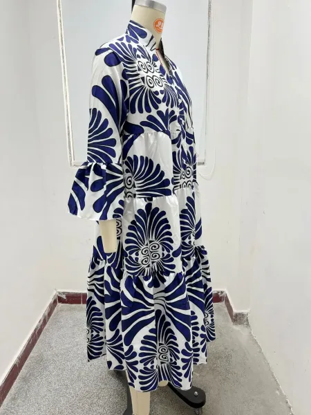 Design Tropical Leaf Print Shirt Dress in Cream and Green - 15