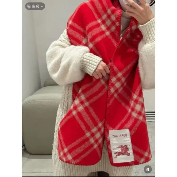 Burberry Classic Check Cashmere Scarf Red Scarves - 14