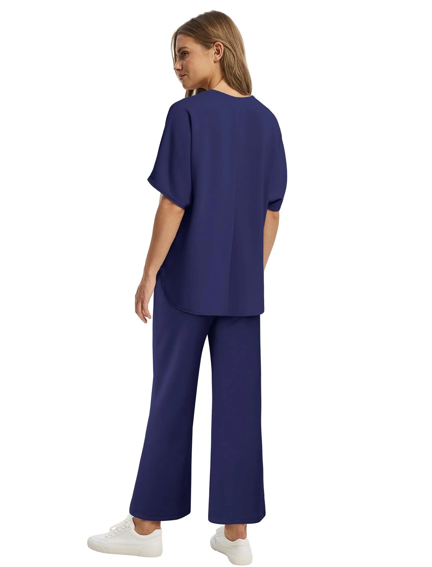 Design Relaxed Fit Cropped T-Shirt and Wide-Leg Pants Set Olive - 22