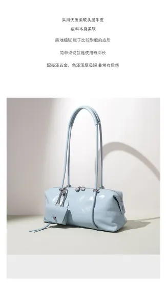 Design Mini Boston Bag in Off-White Patent Leather Handbag - 3