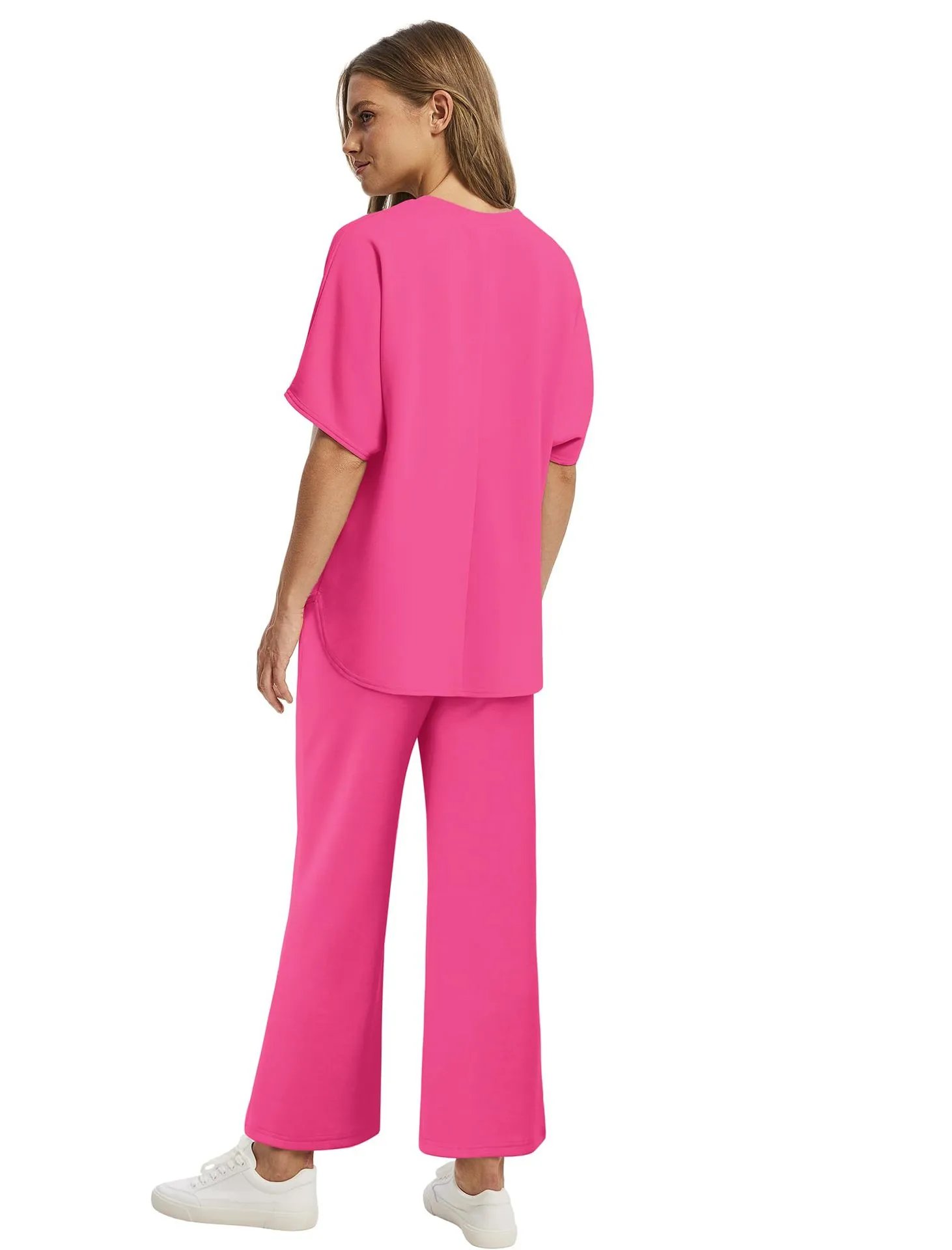 Design Relaxed Fit Cropped T-Shirt and Wide-Leg Pants Set Olive - 30