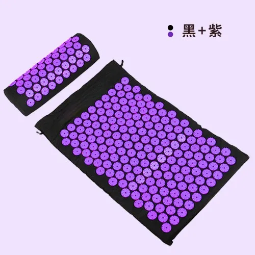 Design Acupressure Mat and Pillow Set Black + Purple Accessories - 1