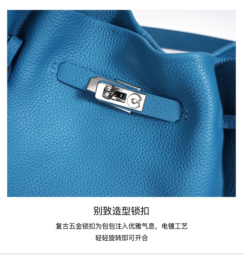 Hermès Picotin Lock Drawstring Bag Blue Togo Leather Shoulder Bag - 14