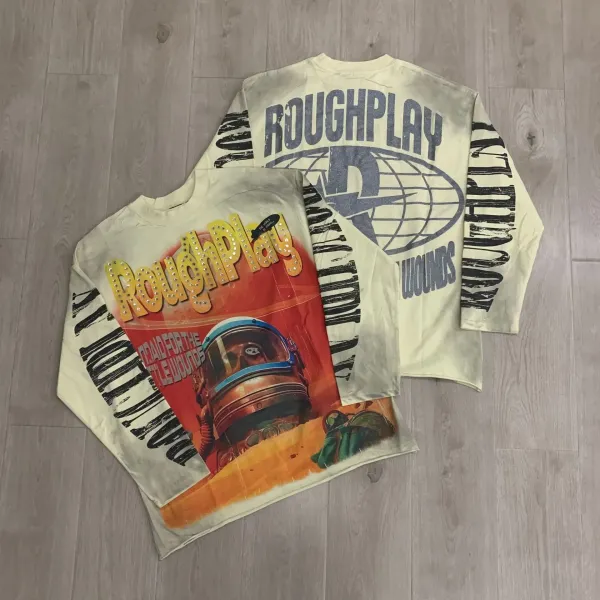 Design Roughplay Road For The Little Wounds Graphic Long-Sleeve T-Shirt Beige Multicolor T-Shirts - 1