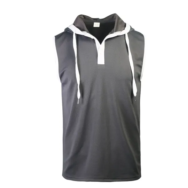 Design Sleeveless Hooded Waffle-Knit Vest Top White - 20