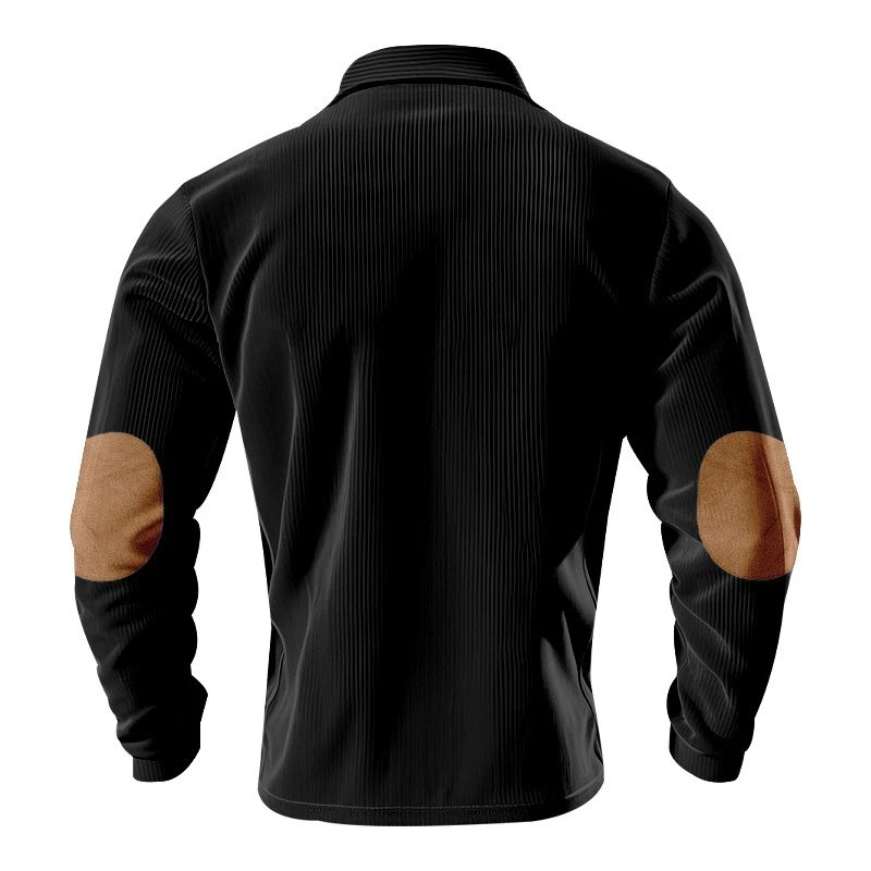 Design Corduroy Polo Shirt with Elbow Patches Black Tops.polo - 26