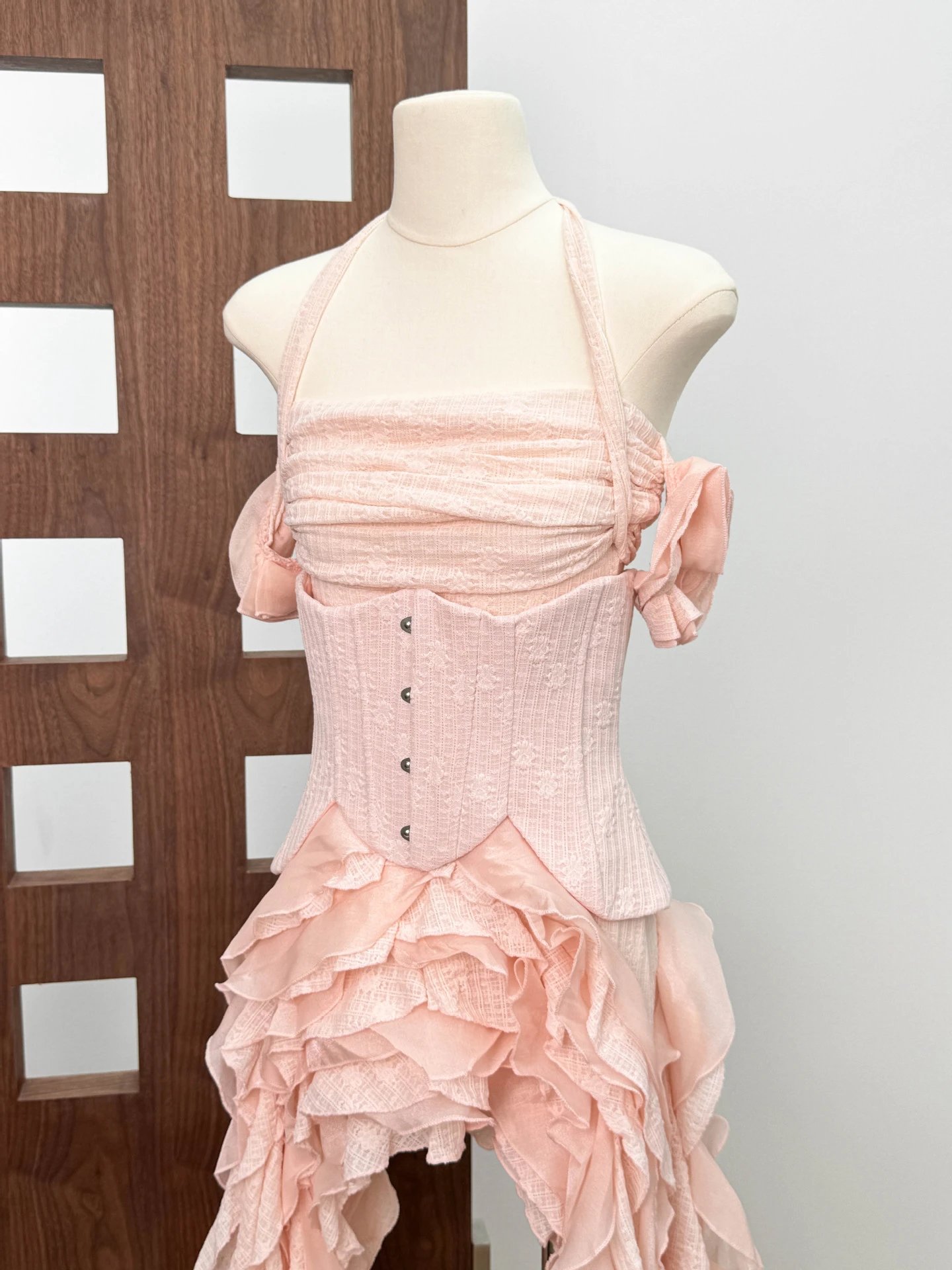 Design Ruffled Halter Corset Dress in Mint Green - 25