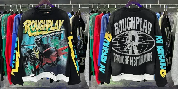 Design Roughplay Bandaid For The Battle Wounds Graphic Long-Sleeve T-Shirt Black T-Shirts - 1