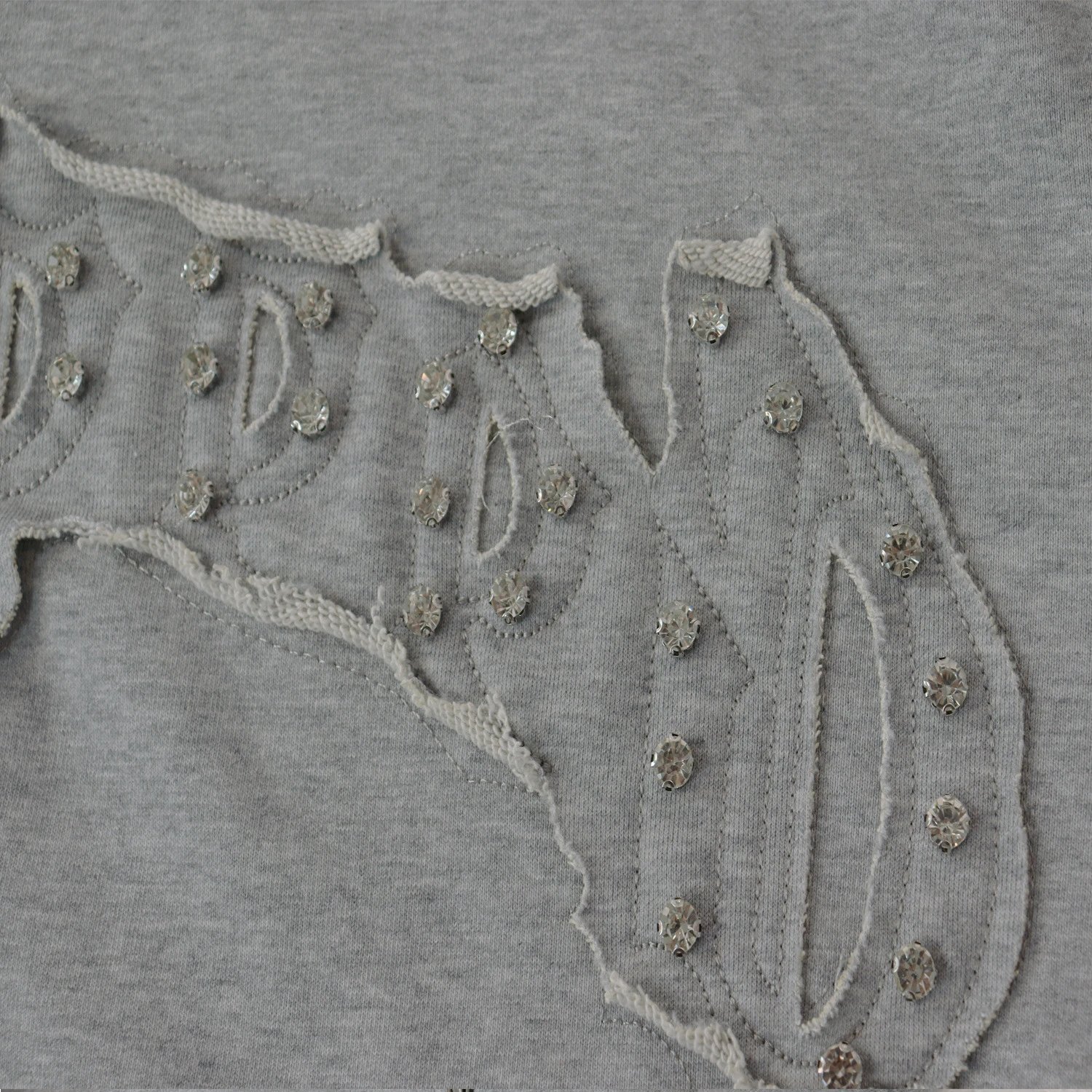Design Studded Gun Motif Hoodie and Sweatpants Set Gray - 4