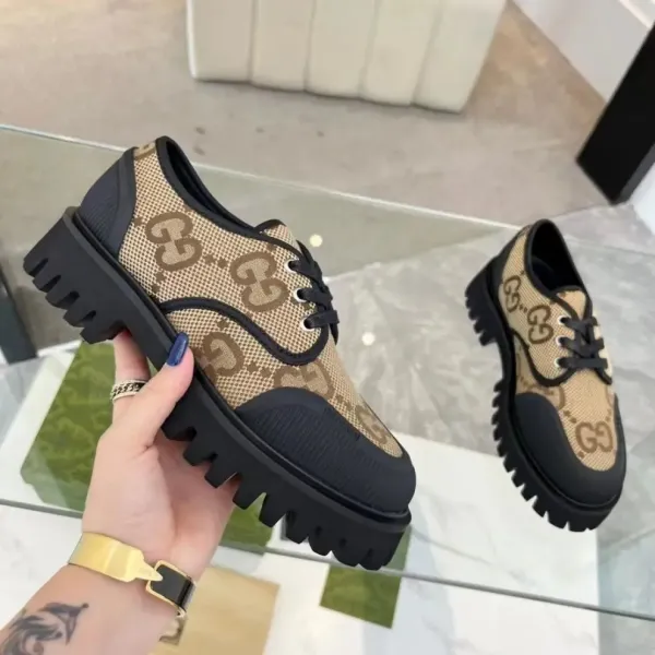 Gucci GG Marmont Loafers Black Monogram Mesh Chunky Sole Loafers - 9