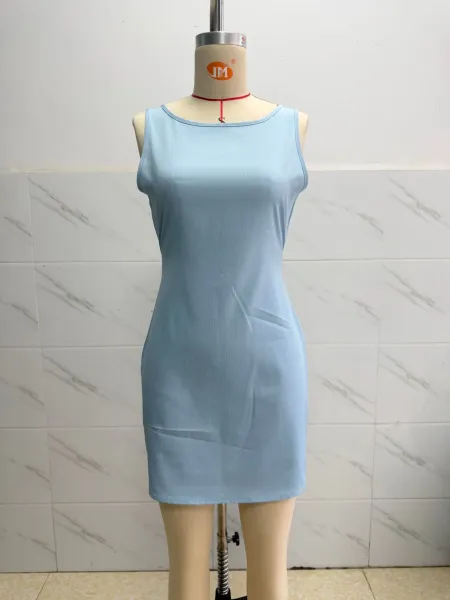 Design Sleeveless Square-Neck Ruched Mini Dress Mint Green - 7