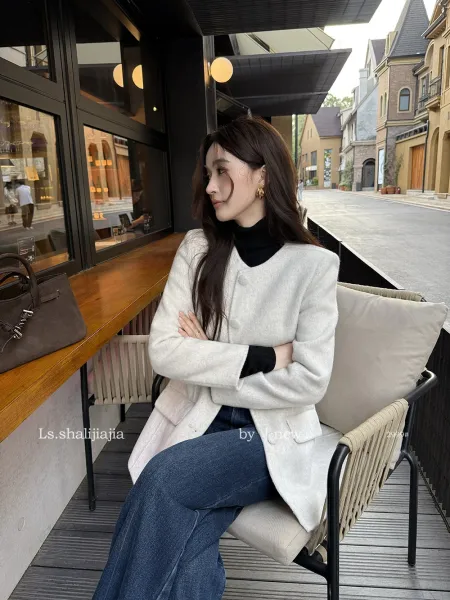 Design Peplum Wool-Blend Coat White Outerwear - 9