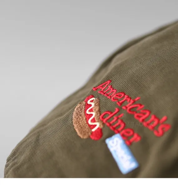 Design American's Diner Embroidered Flat Cap Beige Hat - 10