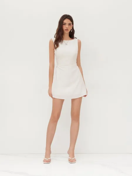 Design Sleeveless Square-Neck Ruched Mini Dress Mint Green - 13