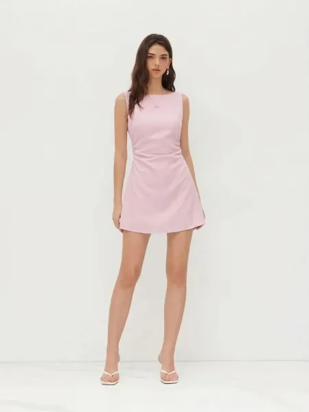 Design Sleeveless Square-Neck Ruched Mini Dress Mint Green - 21