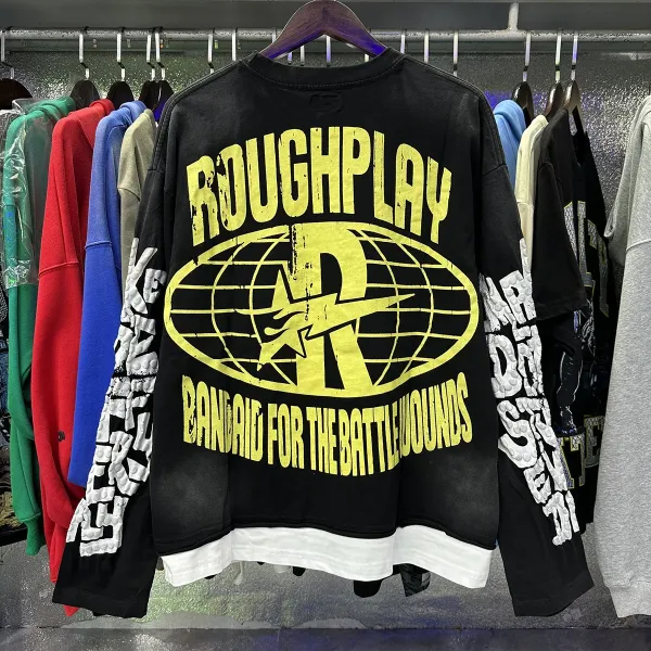 Design Roughplay Bandaid For The Battle Wounds Graphic Oversized Sweatshirt Black Sweater - 18