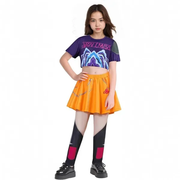Design Graphic Crop Top and Paneled Joggers Set Multicolor Activewear - 14