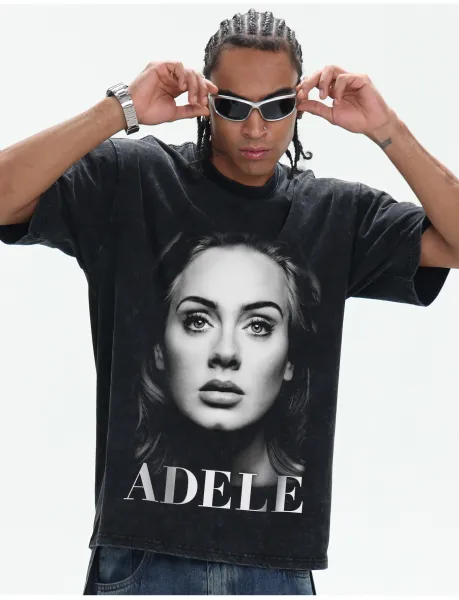 Design Adele Portrait Graphic White T-Shirt T-Shirts - 17