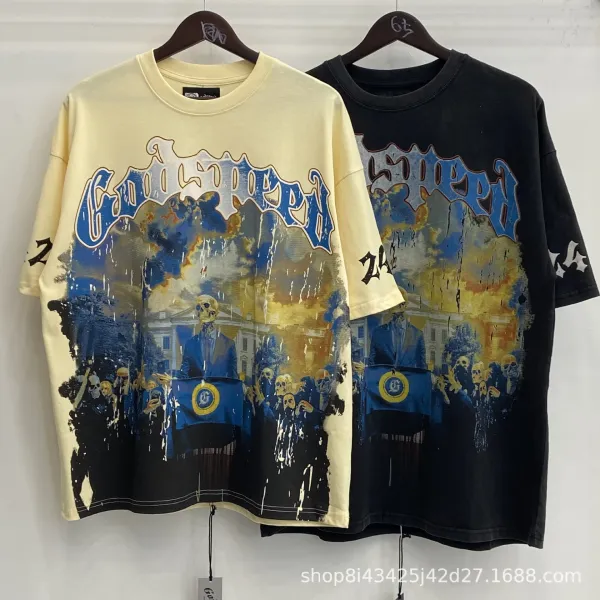 Godspeed Hollywood Fire Print Cream T-Shirt - 13