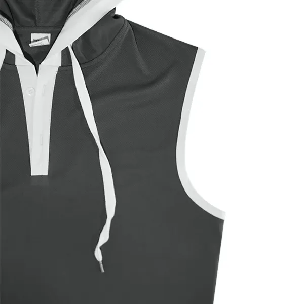 Design Sleeveless Hooded Waffle-Knit Vest Top White - 22