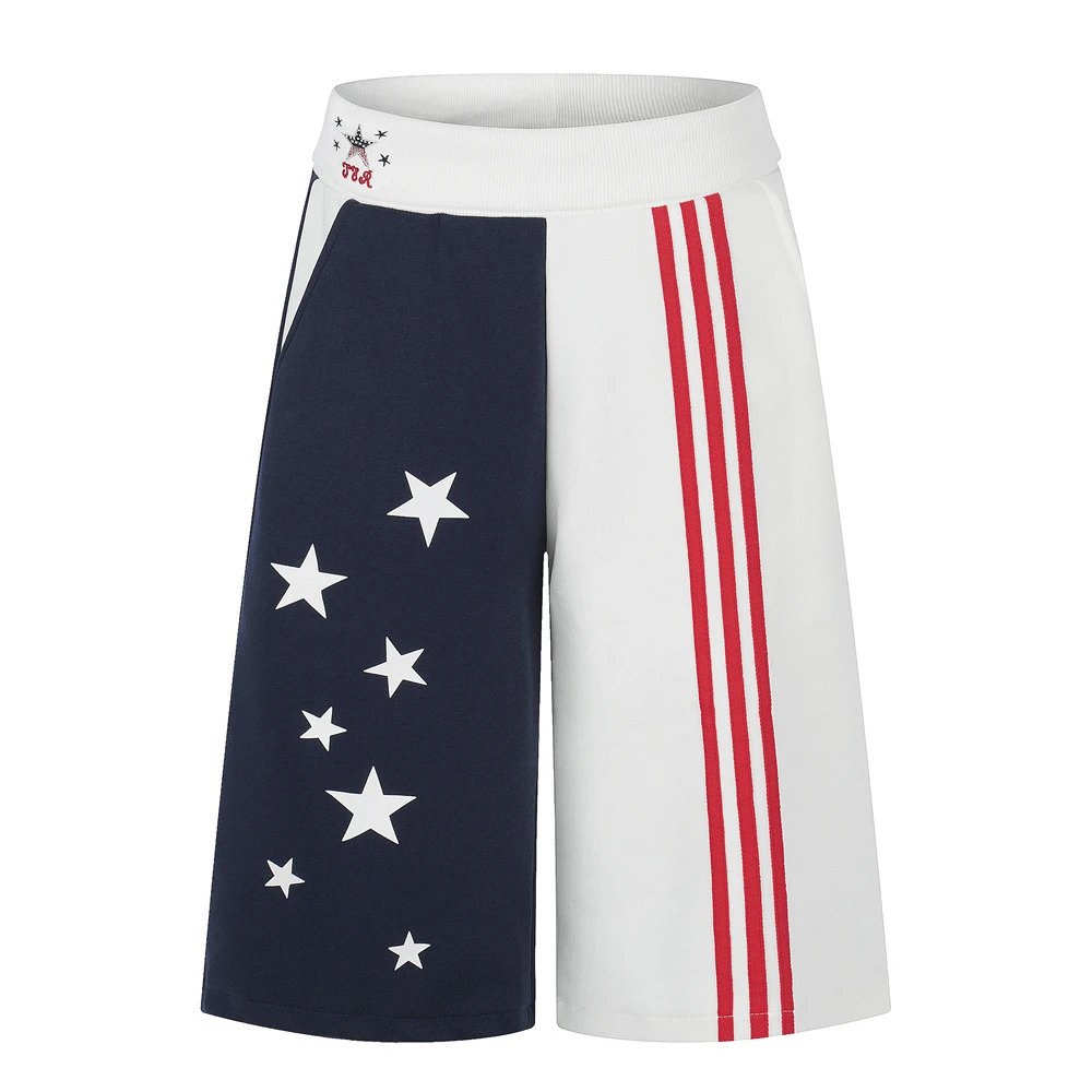 Adidas Originals Star-Striped Split Shorts Navy and White