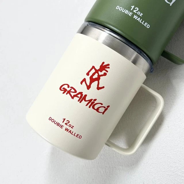 Design Gramici 12oz Double Walled Insulated Mug in Cream, Olive Green, and Black Accessories - 20