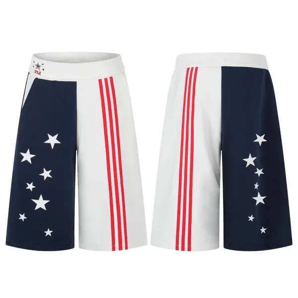 Adidas Originals Star-Striped Split Shorts Navy and White - 2