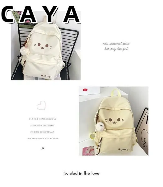 Design CAYA Cat Face Black Casual Backpack - 16