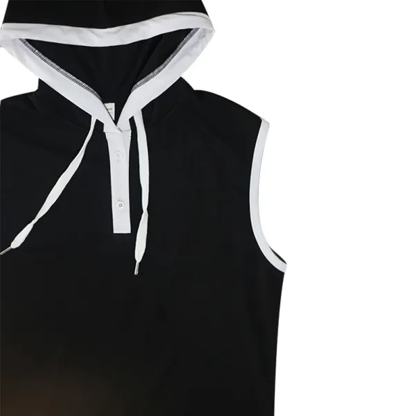 Design Sleeveless Hooded Waffle-Knit Vest Top White - 23