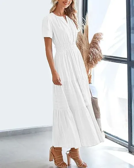 Design Tiered Smocked Waist Maxi Dress in Sky Blue - 13