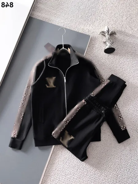 Louis Vuitton Monogram Track Jacket and Sweatpants Set Black - 1
