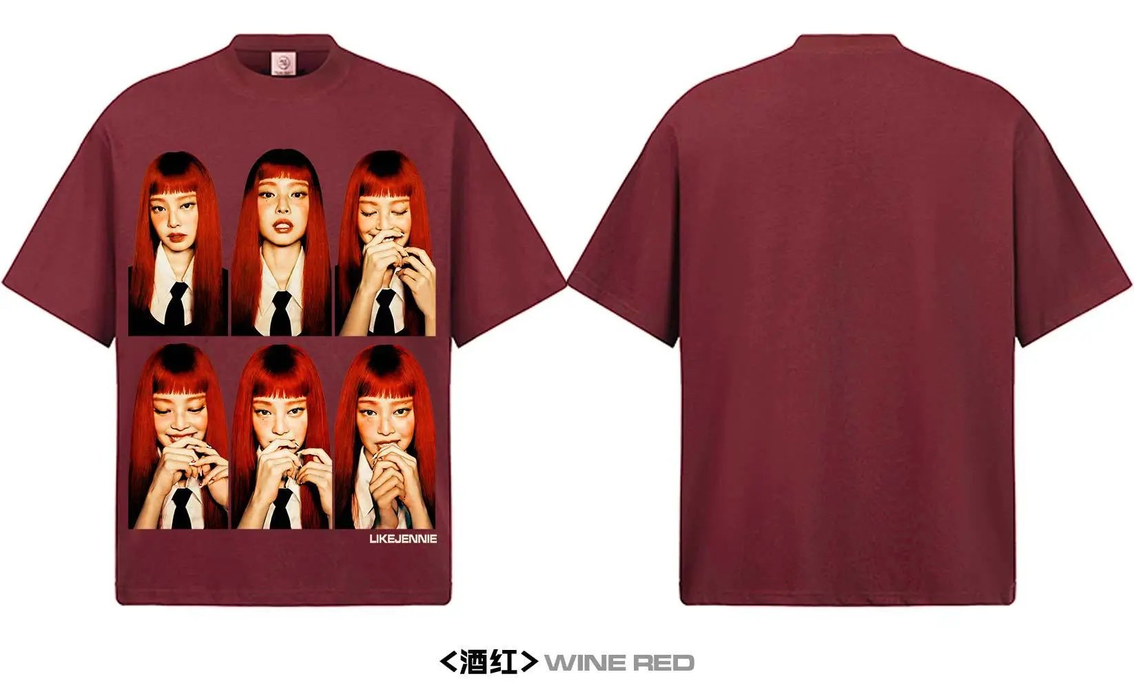 Design LIKEJENNIE x [Unknown Brand] Red Hair Grid T-Shirt Black T-Shirts - 14