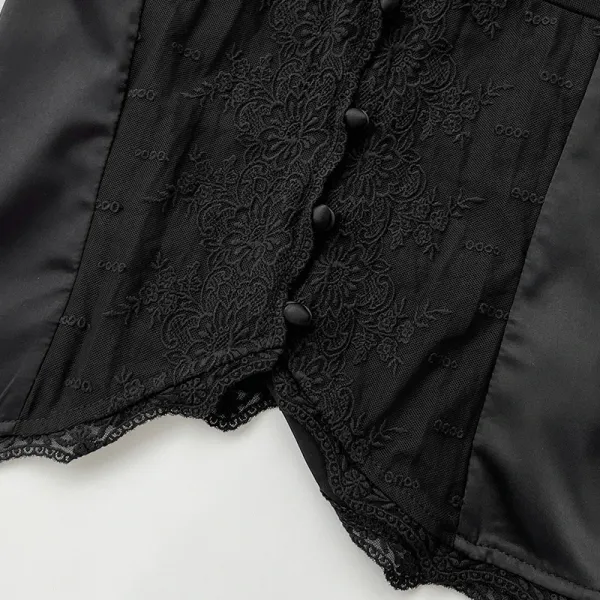 Design Black Lace Trim Satin Camisole Top Vest Top - 31