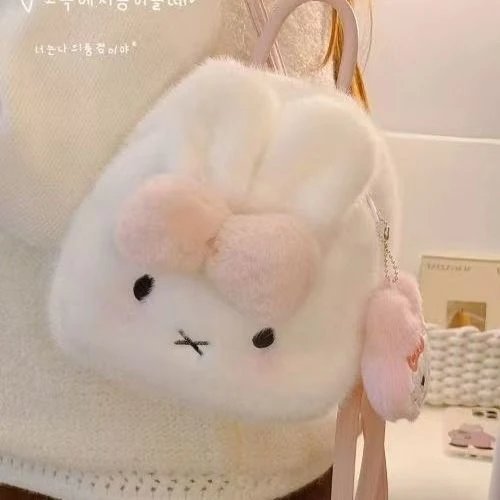 Sanrio Hello Kitty Fuzzy Bunny Mini Backpack White with Pink Bow - 9