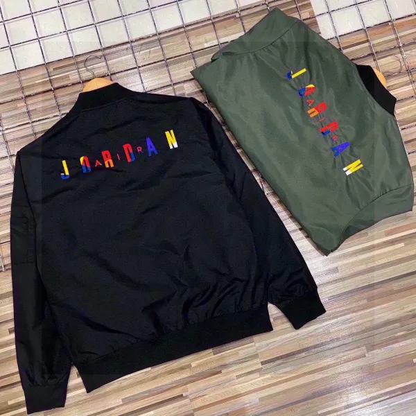 Air Jordan Bomber Jacket Black and Olive Green Outerwear - 3