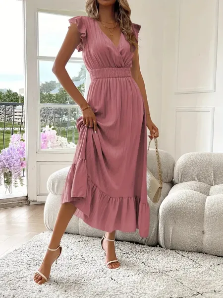 Design Wrap Ruffle Hem Maxi Dress Gray - 23