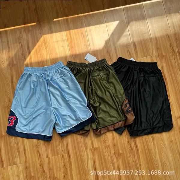 Design Basketball Shorts Light Blue with Navy and Red Numbering - 7