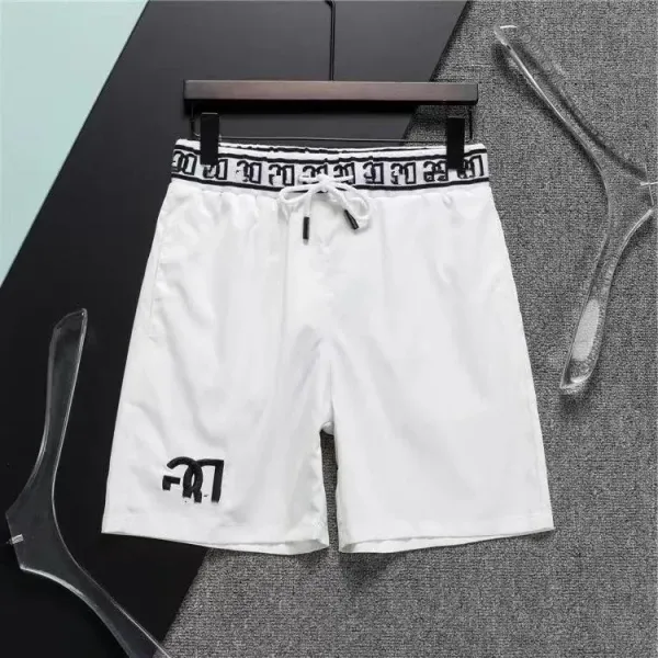 Fendi Logo-Print White Drawstring Waistband Shorts - 1