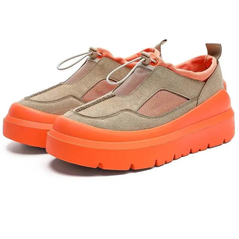 Design Chunky Platform Slip-On Sneakers Orange Beige - 8
