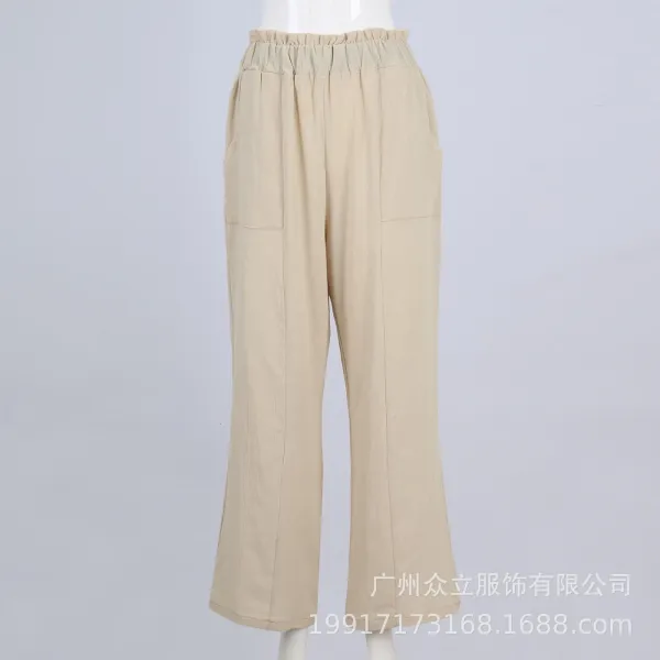 Design Wide-Leg Elastic Waist Pants Olive Green - 8