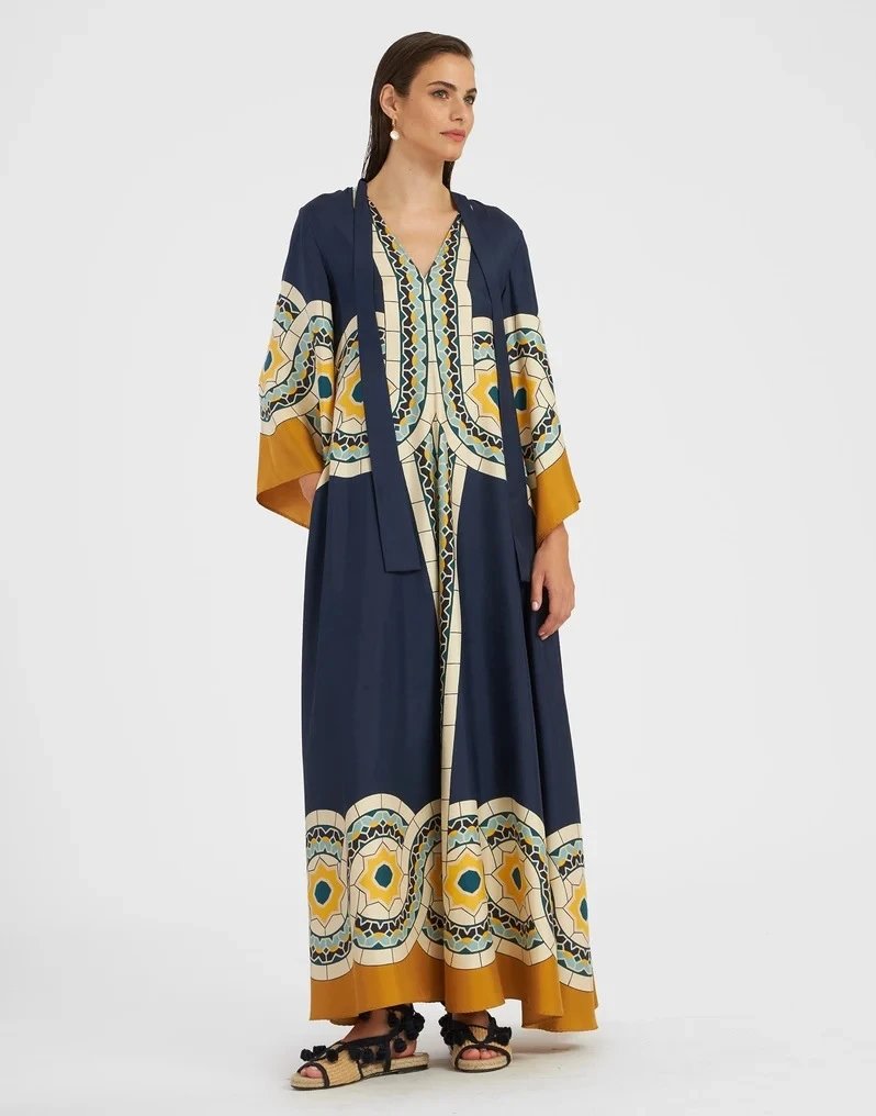 Versace Printed Kaftan Dress Multicolor - 25