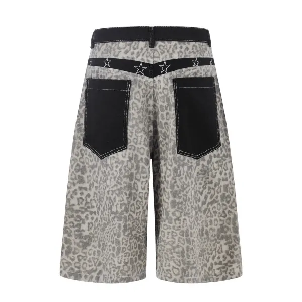 Moose Knuckles Star Leopard Print Denim Shorts - 7