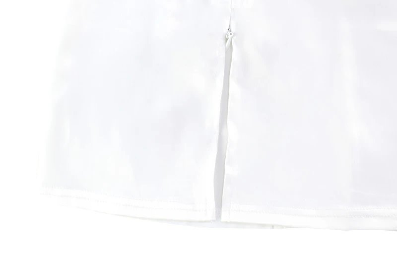Design High-Neck Satin Mini Dress White - 17