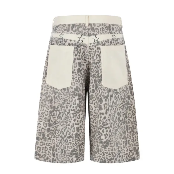 Moose Knuckles Star Leopard Print Denim Shorts - 6