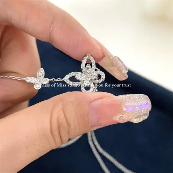 Design Floral Diamond Bangle Silver Bracelet Jewelry - 19
