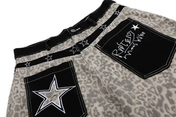 Moose Knuckles Star Leopard Print Denim Shorts - 8