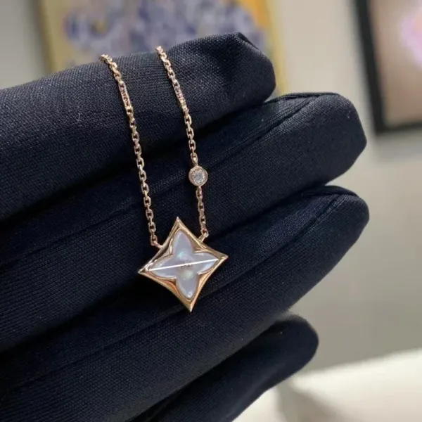 Louis Vuitton Monogram Star Pendant Necklace Rose Gold Mother-of-Pearl Necklace Jewelry - 1