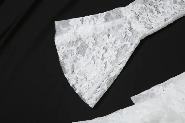 Design Lace Ruched Asymmetrical Maxi Dress White - 22