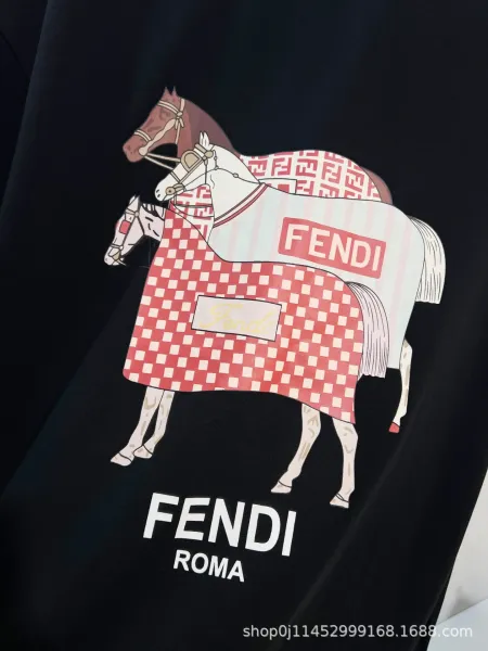Fendi Horse Print Graphic T-Shirt Black - 13