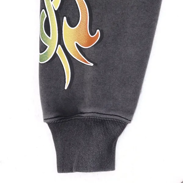 Design Flame Print Cropped Hoodie and Sweatpants Set Multicolor - 11